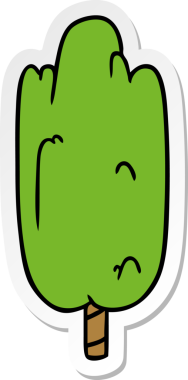 El çizimi karikatür karalaması bir insan tarafından çizilmiş tek yeşil ağaç