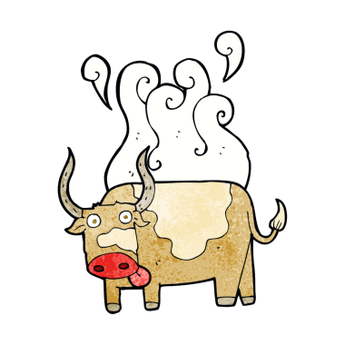 Bir insan tarafından çizilmiş dumanlı bir boğa.