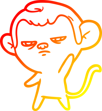 Bir insan tarafından çizilmiş çizgi film maymunu çizimi