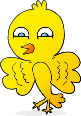 Bir insan tarafından çizilmiş serbest çizgi film kuşu.