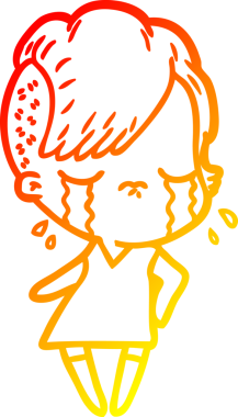 Bir insan tarafından çizilmiş, ağlayan bir çizgi film çizimi.