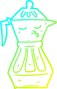 Bir insan tarafından çizilmiş bir kahve demliğinin soğuk gradyan çizgisi