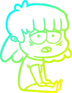 Bir insan tarafından çizilmiş, karikatür çizen yorgun bir kadın.