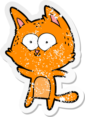 Bir insan tarafından çizilmiş karikatür bir kedinin sıkıntılı çıkartması.