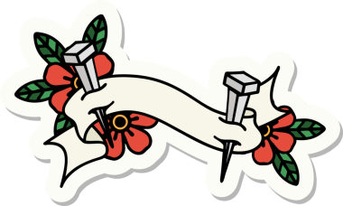 Bir insan tarafından çizilmiş demir çivi amblemli dövme stili.