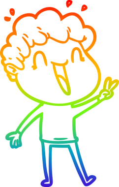 Gökkuşağı gradyan çizgi çizimi mutlu bir adamın bir insan tarafından çizilmiş gülüşü