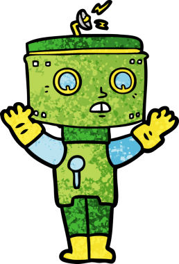 Bir insan tarafından çizilmiş çizgi film robotu