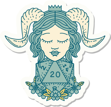 Bir insan tarafından çizilmiş doğal 20 d20 zarlı bir yapıştırma.