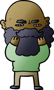 Çizgi filmdeki sakallı adam bir insan tarafından çizilmiş sakalını kontrol ediyor.