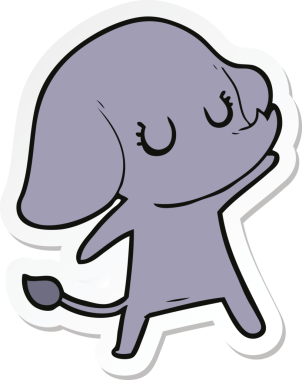 Bir insan tarafından çizilmiş şirin bir fil çıkartması.