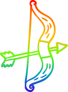 gökkuşağı gradyan çizgi çizimi bir insan tarafından çizilmiş ok ve yay