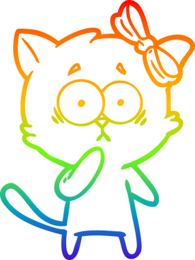 gökkuşağı gradyanı çizimi bir insan tarafından çizilmiş çizgi film kedisi