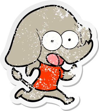 Bir insan tarafından çizilmiş şirin bir filin sıkıntılı çıkartması