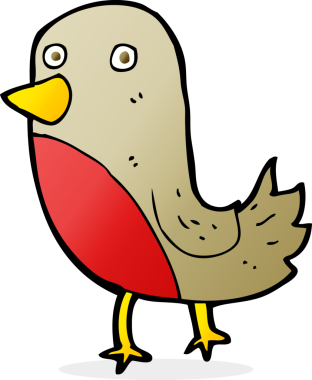 Bir insan tarafından çizilmiş robin çizgi filmi.