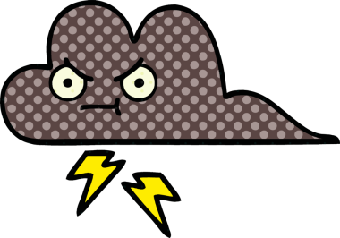 Bir insan tarafından çizilmiş bir fırtına bulutunun karikatürü.