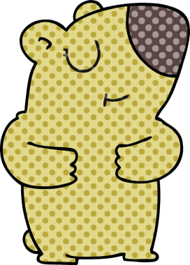 Bir insan tarafından çizilmiş tuhaf çizgi film ayısı.