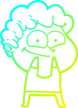 Bir insan tarafından çizilmiş mutlu bir adamın soğuk çizgi çizimi.