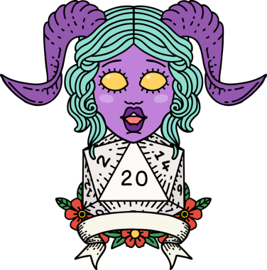 Retro Dövme Biçimi Bir insan tarafından çizilmiş doğal 20 D20 rulo ile sıralanır