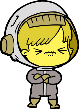 Bir insan tarafından çizilmiş kızgın uzay kızı.