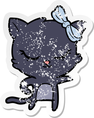 Bir insan tarafından çizilmiş şirin bir çizgi film kedisinin sıkıntılı çıkartması.