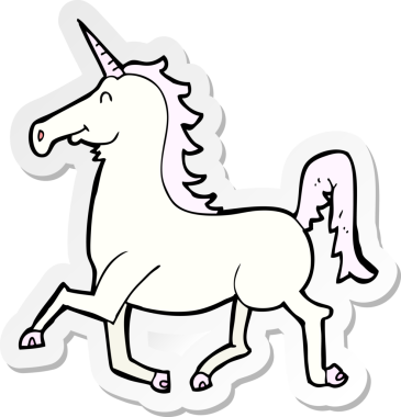 Bir insan tarafından çizilmiş tek boynuzlu atın çıkartması.