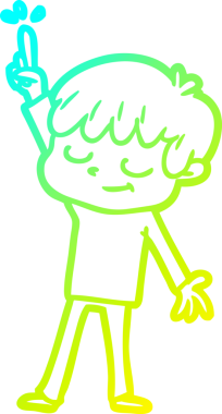 Bir çizgi film karakteri çizen soğuk çizgi bir insan tarafından çizilmiş mutlu çocuk.