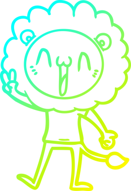 Bir insan tarafından çizilmiş mutlu çizgi film aslanı çizimi.