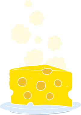 Bir insan tarafından çizilen peynirin düz renk çizimi