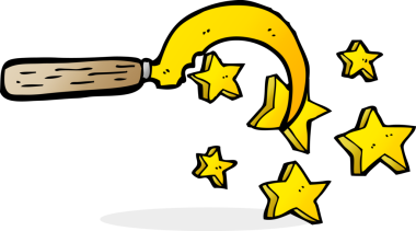 Bir insan tarafından çizilmiş sihirli büyücü orağı.