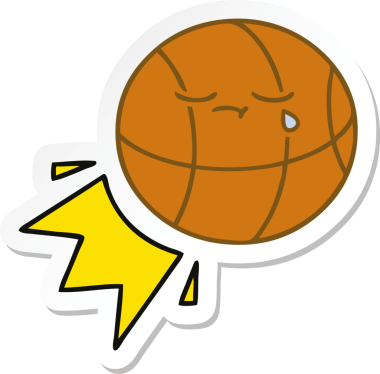 Bir insan tarafından çizilmiş şirin bir basketbol topunun çıkartması.