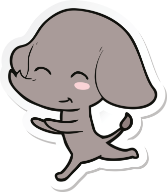 Bir insan tarafından çizilmiş şirin bir filin çıkartması.