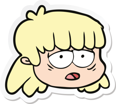 Bir insan tarafından çizilmiş karikatür kadın yüzü çıkartması.