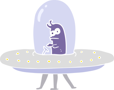 Bir insan tarafından çizilen uçan dairenin düz renk çizimi