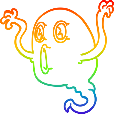 Gökkuşağı gradyan çizgisi bir insan tarafından çizilmiş ürkütücü bir çizgi film hayaleti.