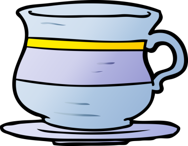 Bir insan tarafından çizilmiş eski bir çay fincanı.