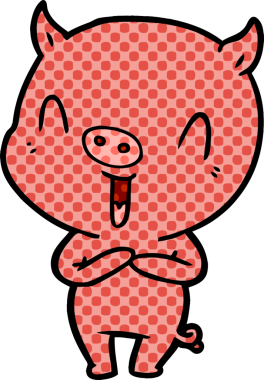 Bir insan tarafından çizilmiş mutlu çizgi film domuzu.