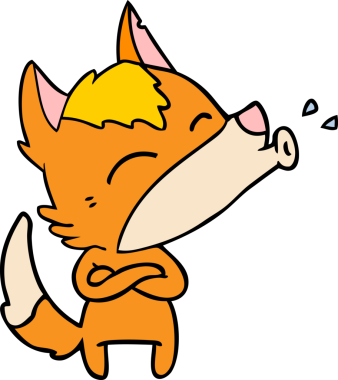 Bir insan tarafından çizilmiş tilki çizgi film karakteri