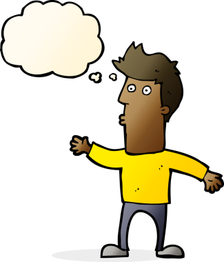 Bir insan tarafından çizilen düşünce baloncuğuyla adamı şaşırtan çizgi film.