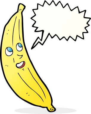 bir insan tarafından çizilmiş, mutlu bir muzlu çizgi film.