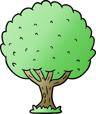 Bir insan tarafından çizilmiş çizgi film ağacı.