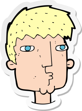 Bir insan tarafından çizilmiş garip bir adamın çıkartması.