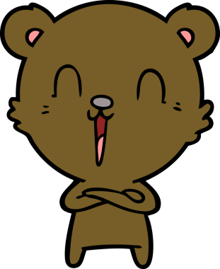 Bir insan tarafından çizilmiş mutlu çizgi film ayısı.