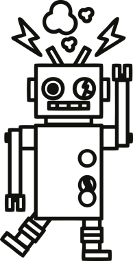 bir insan tarafından çizilen arızalı robot simgesi