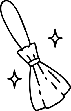 Bir insan tarafından çizilmiş sihirli süpürge sopası çizgisi.
