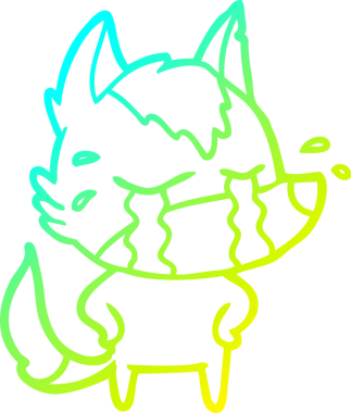 Bir insan tarafından çizilmiş ağlayan kurdun soğuk çizgi çizimi.