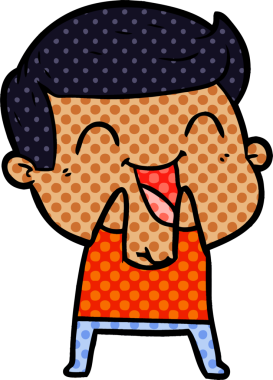 Bir insan tarafından çizilmiş gülen çizgi film adamı.