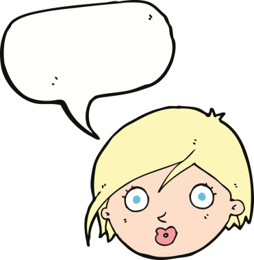 Bir insan tarafından çizilen konuşma baloncuğuyla kadın yüzü şaşırtılıyor.