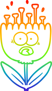 Gökkuşağı gradyan çizgi çizimi bir insan tarafından çizilmiş şok çiçeği