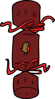 Bir insan tarafından çizilmiş Noel krakeri karikatürü.