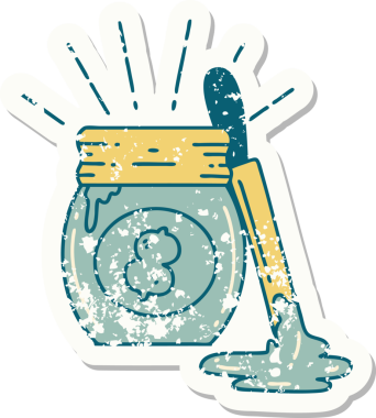 Bir insan tarafından çizilmiş eski bir dövme stili fıstık ezmesi.